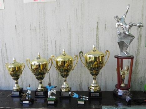 Pokali za najboljše ekipe in posameznike. Ob njih tudi prehodni pokal.